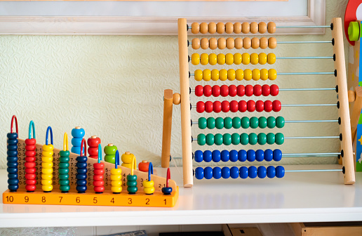 a colorful toy abacus to children and learning of mathematics. educational toys.