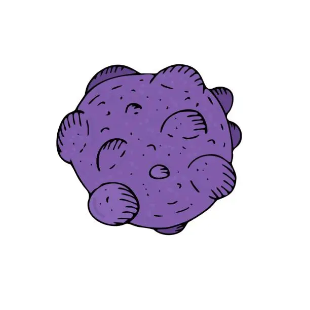 Vector illustration of vector isolated element, bright purple coronavirus virus without background