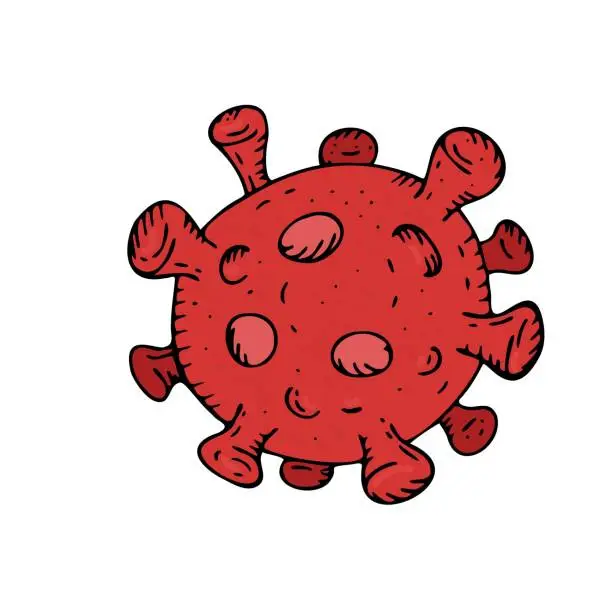 Vector illustration of vector isolated element, bright red coronavirus virus without background