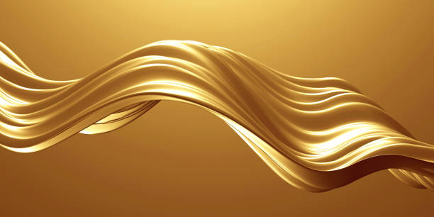 Golden abstract wavy liquid background stock photo