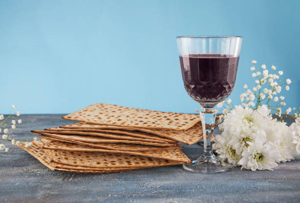 conceito de celebração pesah - feriado da páscoa judaica - seder plate horizontal blue white - fotografias e filmes do acervo