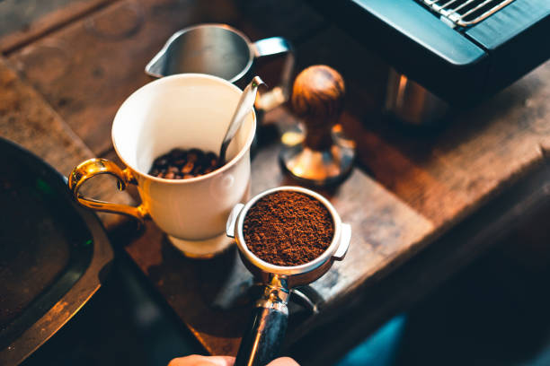 istock Coffee-Make coffee from the machine at home 1214858063
