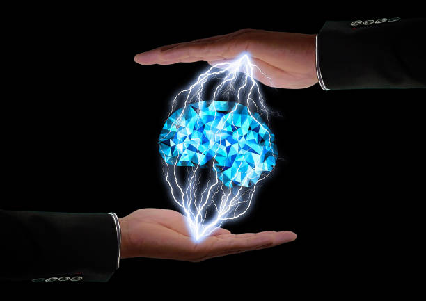 istock Abstract artificial intelligence floating in the palm of your hand 1214858503