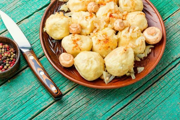 istock Homemade dumplings with mushrooms. 1214860851