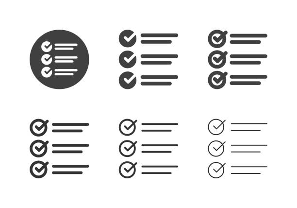 ilustraciones, imágenes clip art, dibujos animados e iconos de stock de iconos de lista de verificación - serie múltiple - to do list computer icon checklist communication