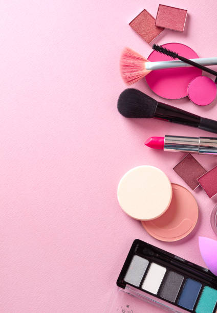 istock Organic cosmetics for makeup banner on light pink background 1214882357