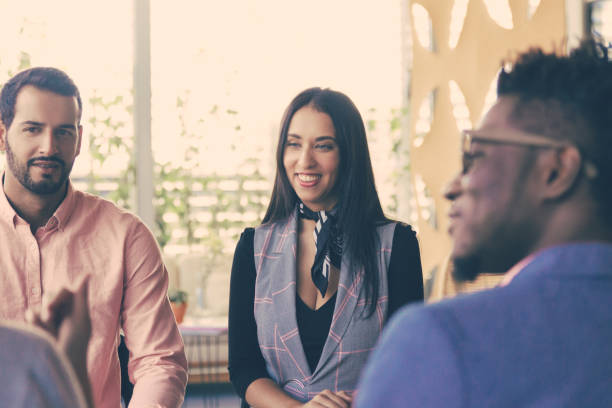 istock Interracial team of colleagues discussing startup 1214886603