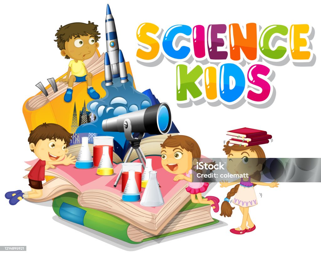 Font Design For Word Science Kids With Happy Children In Background Stock  Illustration - Download Image Now - iStock