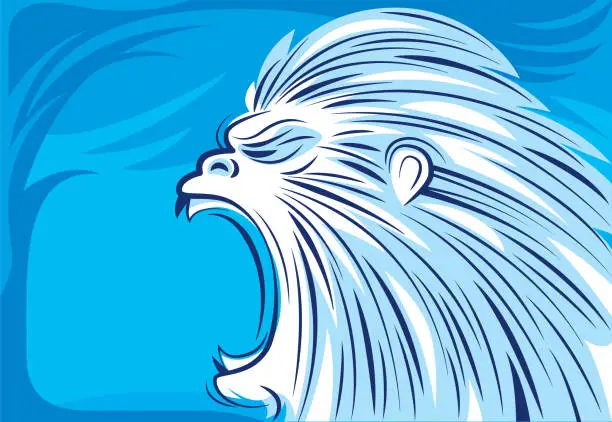 Vector illustration of angry yeti screaming