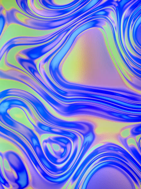 istock Wavy iridescent geometric surface. Holographic waves design. 3d rendering 1214900029