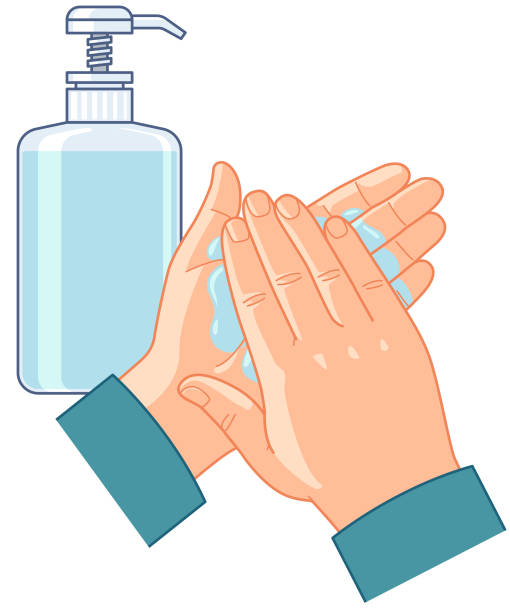 ilustrações de stock, clip art, desenhos animados e ícones de clean disinfection hand - hand sanitizer liquid soap hygiene healthy lifestyle