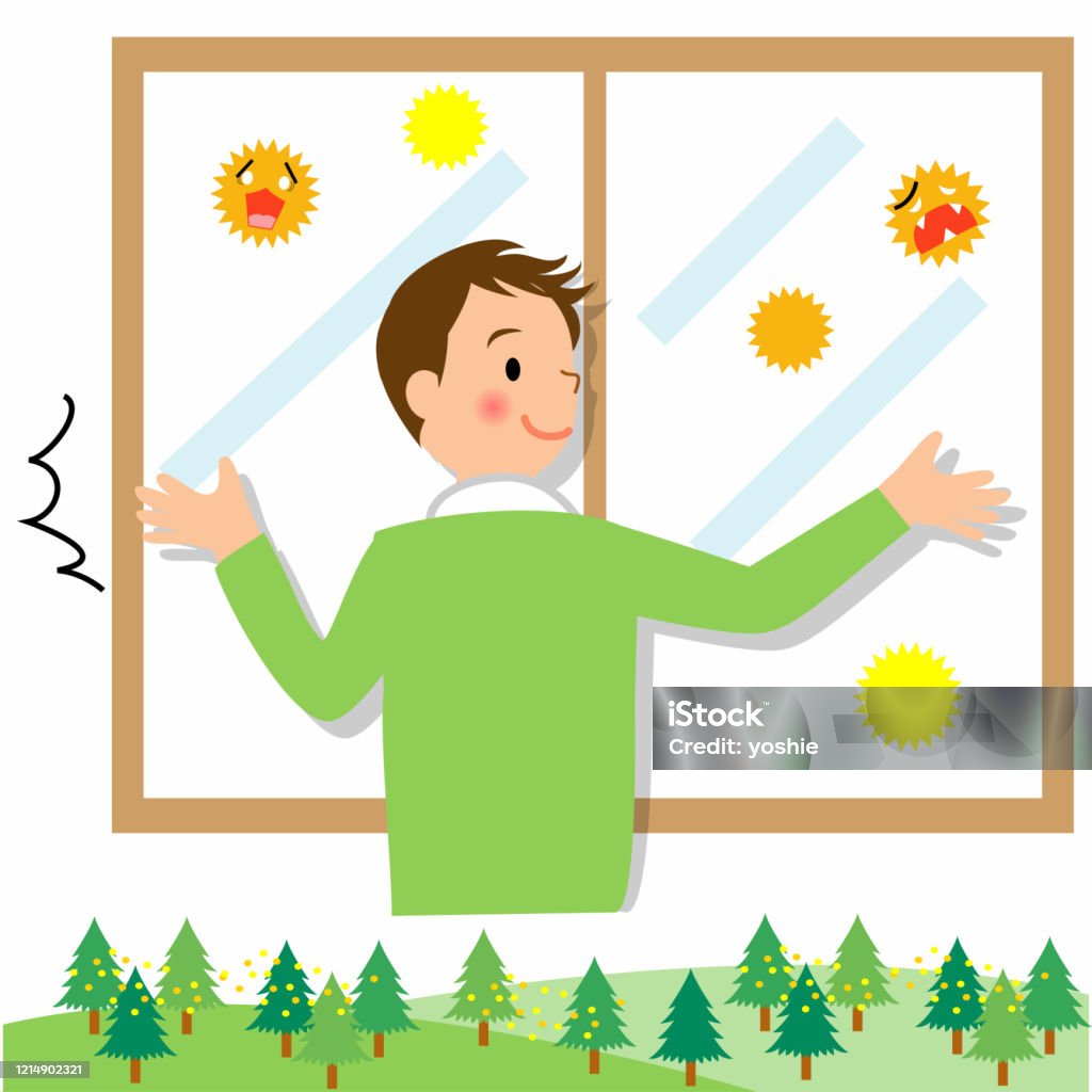 Window Closing Man Closing The Window Stock Illustration - Download Image Now ...