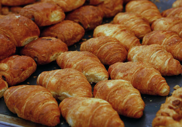 A market stall sells freshly baked Taiwan style croissants