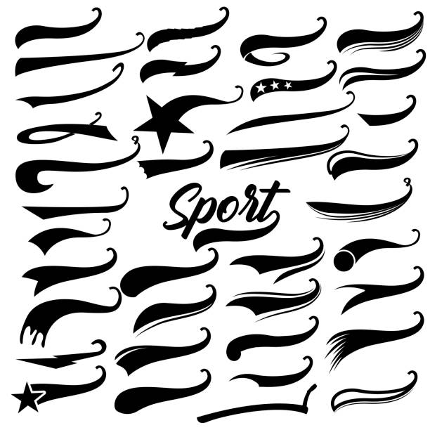 ÐÐ»Ñ ÐÐ½ÑÐµÑÐ½ÐµÑÐ° Texting tails. Typography tails shape for football or athletics sport team sign text tail stock illustrations