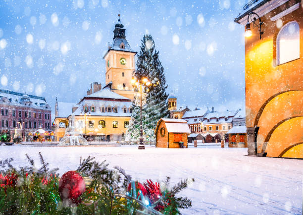 istock Christmas market and decorations tree in Brasov 1214904537