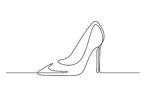 High-heeled shoe in continuous line art drawing style. Elegant women stiletto heels minimalist black linear sketch isolated on white background. Vector illustration