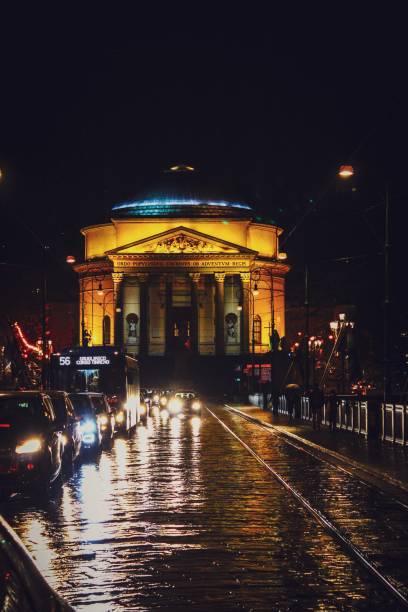 istock Gran Madre Church shines in rainy night. 1214907352