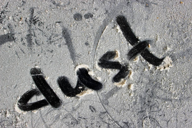 istock A dusty surface with the word dust written on it. 1214907790