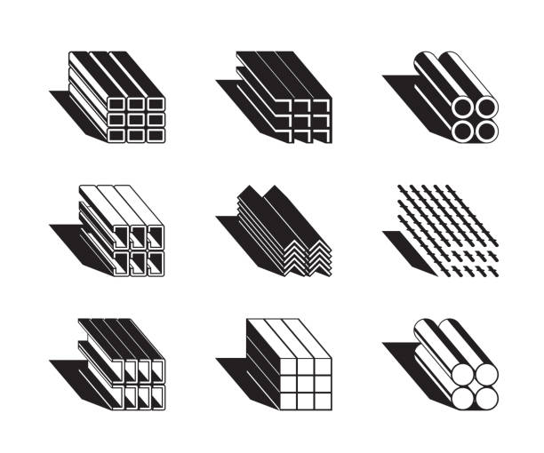 Different metal building profiles Different metal building profiles – vector illustration roof cladding stock illustrations