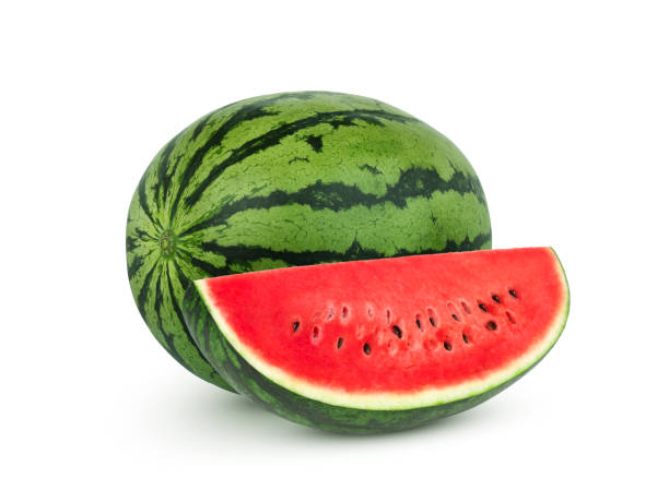 istock watermelon with slice isolated on white background 1214912544