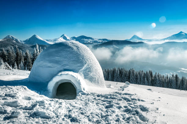 igloo in the snowy mountains real igloo in the snowy Carpathians mountains igloo stock pictures, royalty-free photos & images