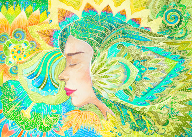 istock Watercolor painting harmony between  body and soul 1214913604