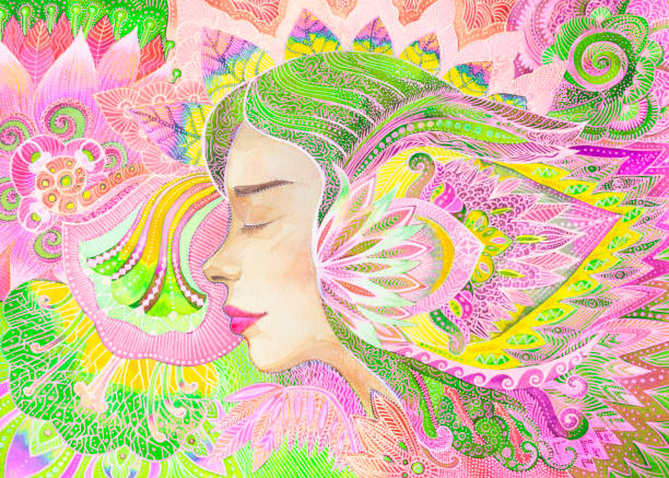 istock Watercolor painting harmony between  body and soul 1214913650