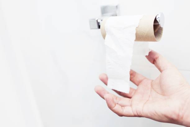 istock White toilet paper in the bathroom 1214913899