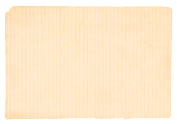 Old, frayed beige coloured, striped, corrugated grunge paper look background Vector illustration of plain light brown or beige coloured grunge corrugated paper like background. The edges and corners are torn and weathered. There are very thin vertical stripes all over. kraft paper stock illustrations