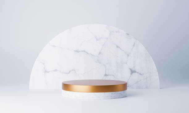 istock 3d rendering of white marble product pedestal 1214919623