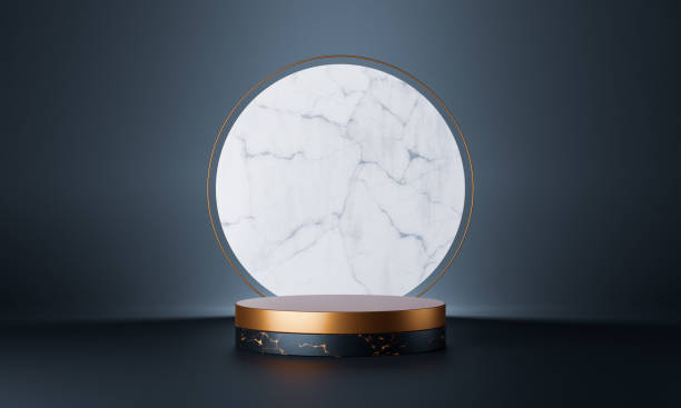 istock 3d rendering of white marble product pedestal 1214919635