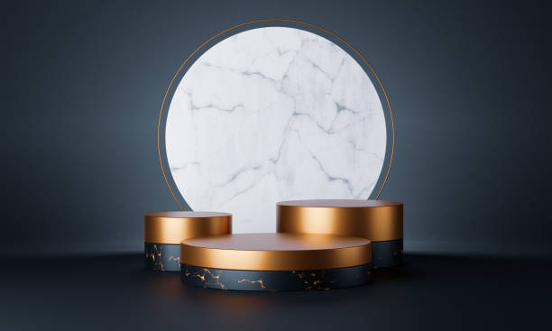 istock 3d rendering of white marble product pedestal 1214919638