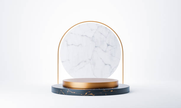 istock 3d rendering of white marble product pedestal 1214919644