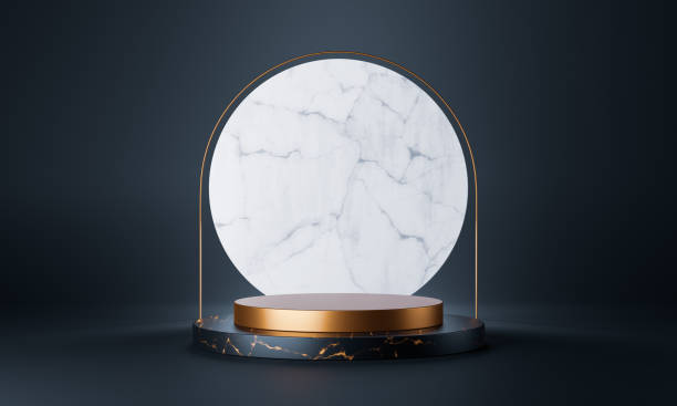 istock 3d rendering of white marble product pedestal 1214919652