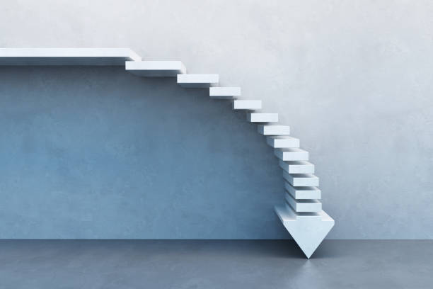 crisis concept, falling stairs stock photo