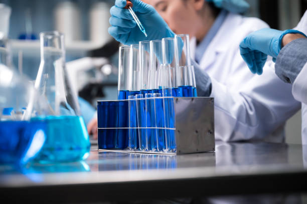 istock Laboratory glassware for the development of medical innovation 1214922476