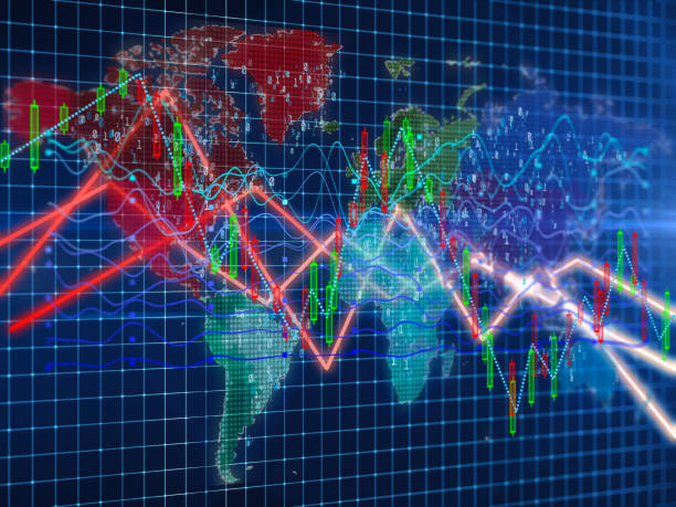 istock Business graph with arrows tending downwards.  Finance crisis. 1214922684