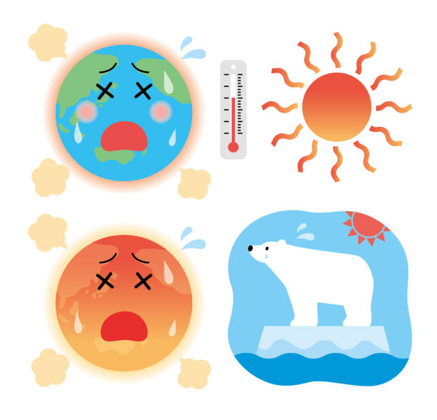 온난화 - polar bear arctic global warming ice stock illustrations