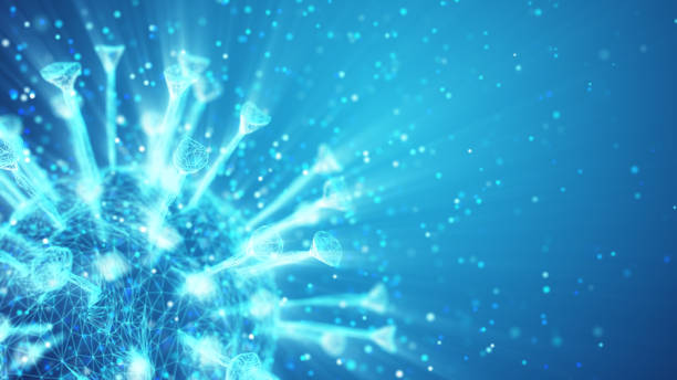 istock Blue transparent digital Corona Virus 1214924888