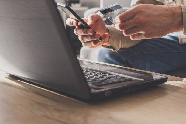 istock Online payment with smartphone or laptop 1214926085