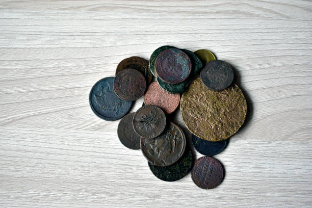 istock A pile of old Russian coins on the table 1214926333