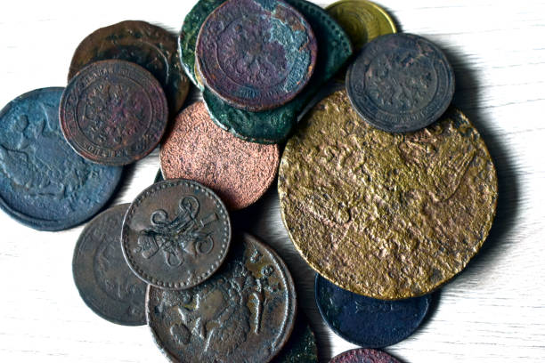 istock A pile of old Russian coins on the table 1214926360