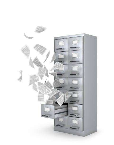 istock Flying documents A bachelor of archival office, isolated on white background. 3D illustration 1214929991
