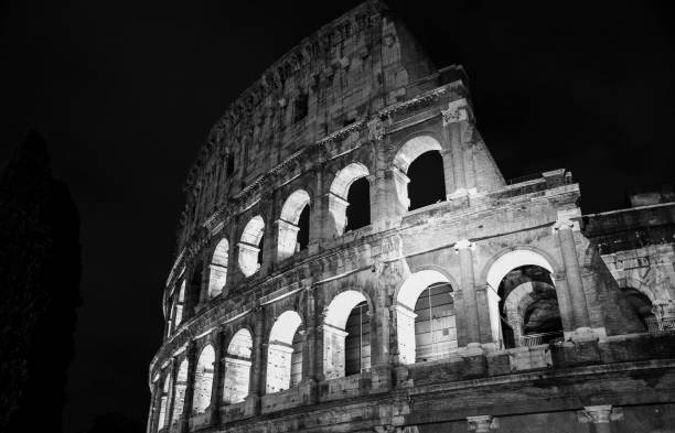 Roma, Italy, 24/11/2019: Colosseum in Rome, the famous Flavius Amphitheatre located in the city centre and photographed at night