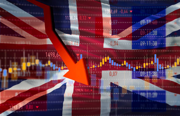イギリス経済の暴落 - finance recession moving down despair ストックフォトと画像