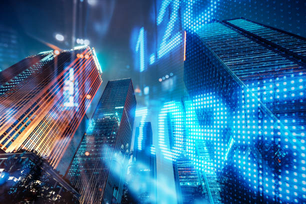 istock market numbers and financial district background 1214933406