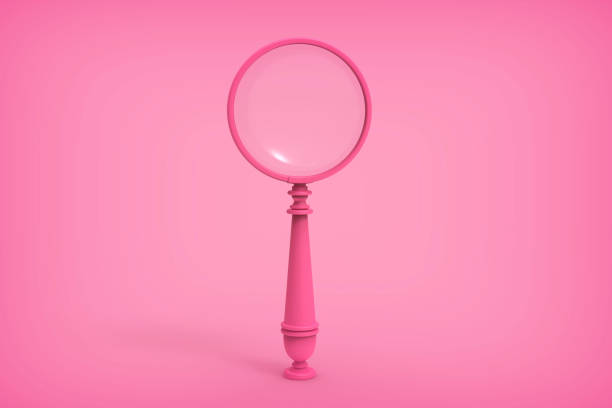 istock 3D rendering pink color magnifying glass icon concept stock photo 1214933421