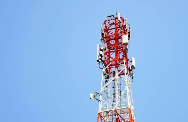 istock Mobile phone communication network signal repeater antenna tower 1214934817
