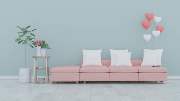 istock Modern vintage interior of living room - 3D Rendering 1214935125
