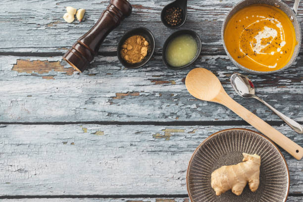 istock Pumpkin and carrot soup with ginger 1214938281